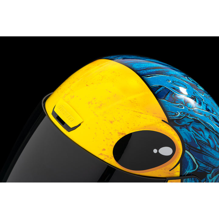 ICON Airform™ Brozak MIPS® Helmet Blue - Close-Up of Top Vent, Opened