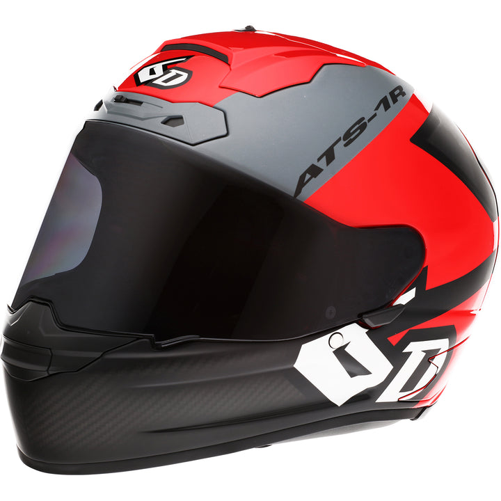 6D Helmets ATS-1R Wyman Helmet Red/Gray - Front Left Side View