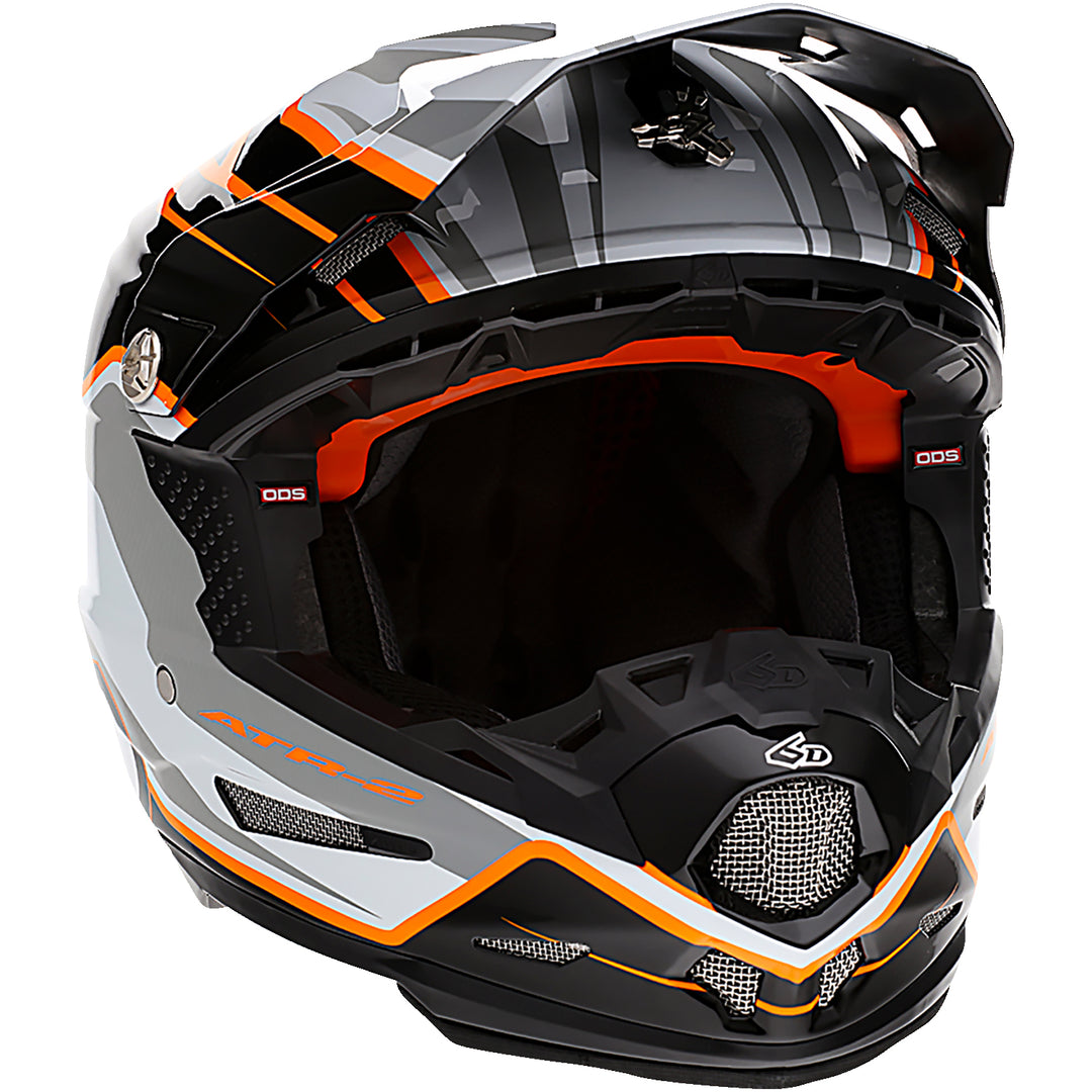 6D Helmets ATR-2 Phase Helmet White/Orange - Front Right Side View