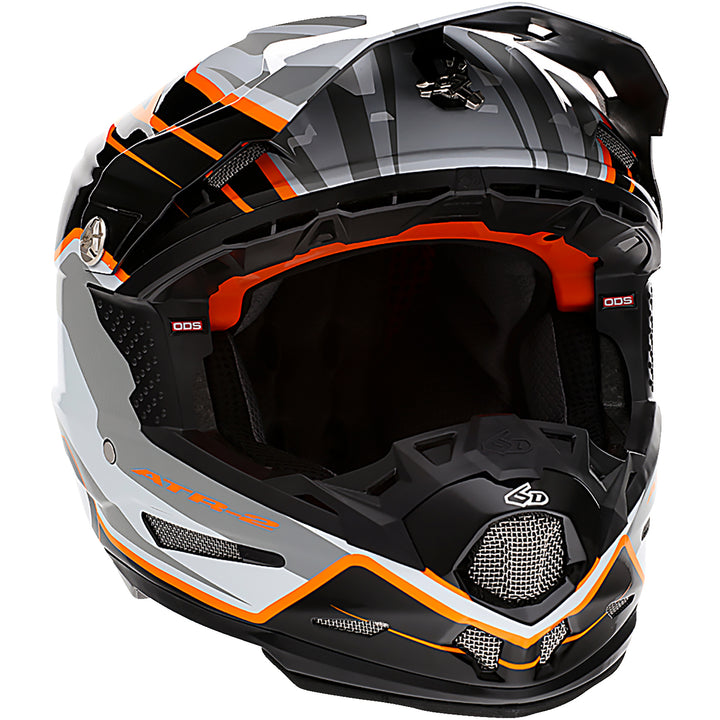 6D Helmets ATR-2 Phase Helmet White/Orange - Front Right Side View