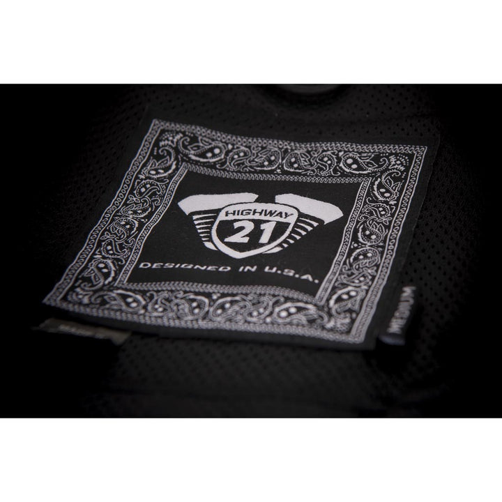 Highway 21 Blockade Vest Black - Close-Up of Label and Size Tags