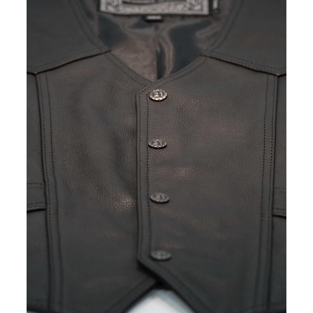 Highway 21 Six Shooter Vest Black - Close-Up of Front Button Snaps