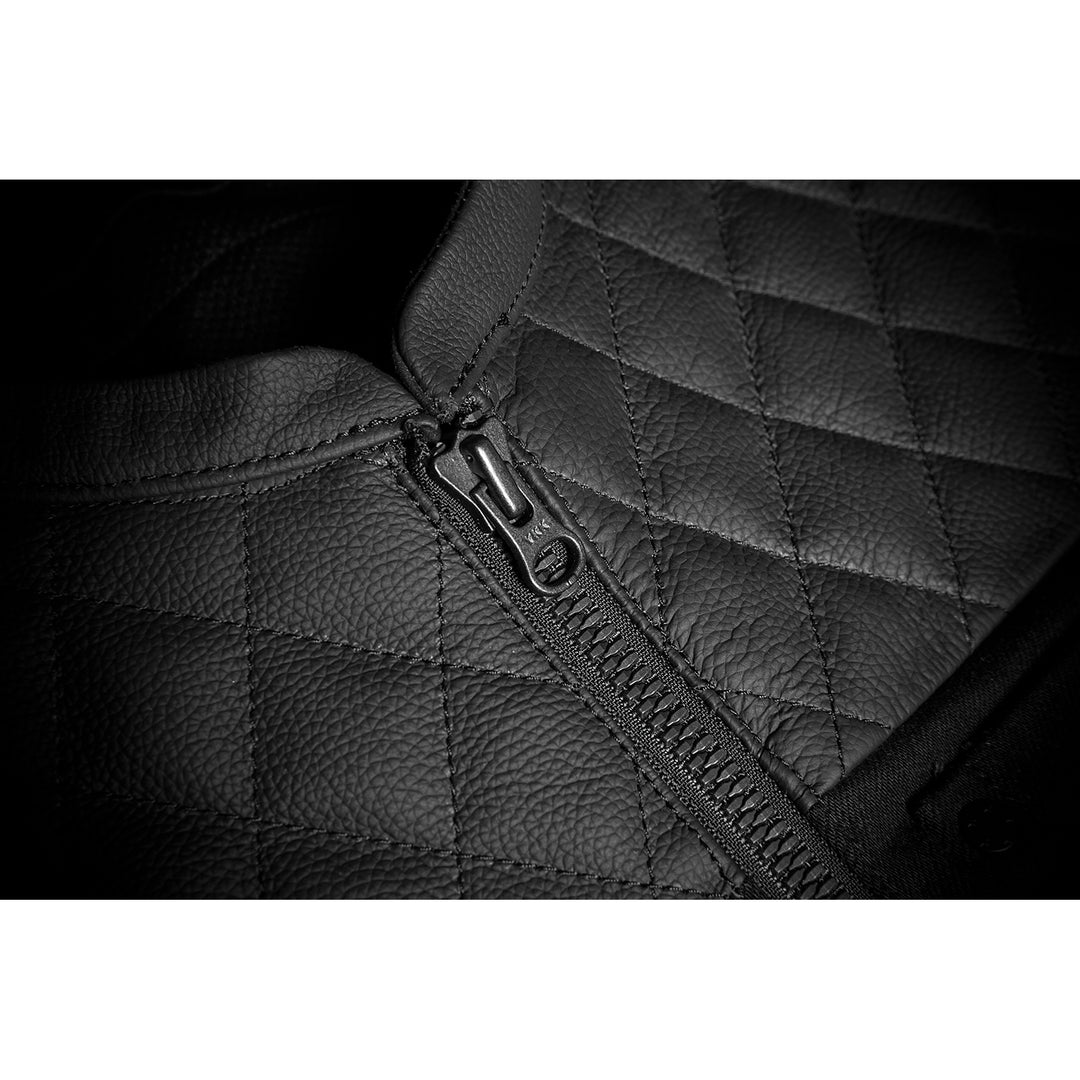 ICON Chamonix Denim Vest Black - Close-Up of Front Zipper