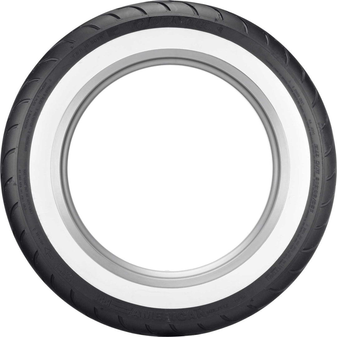 Dunlop American Elite Tire Front - Side View of Wide White Wall