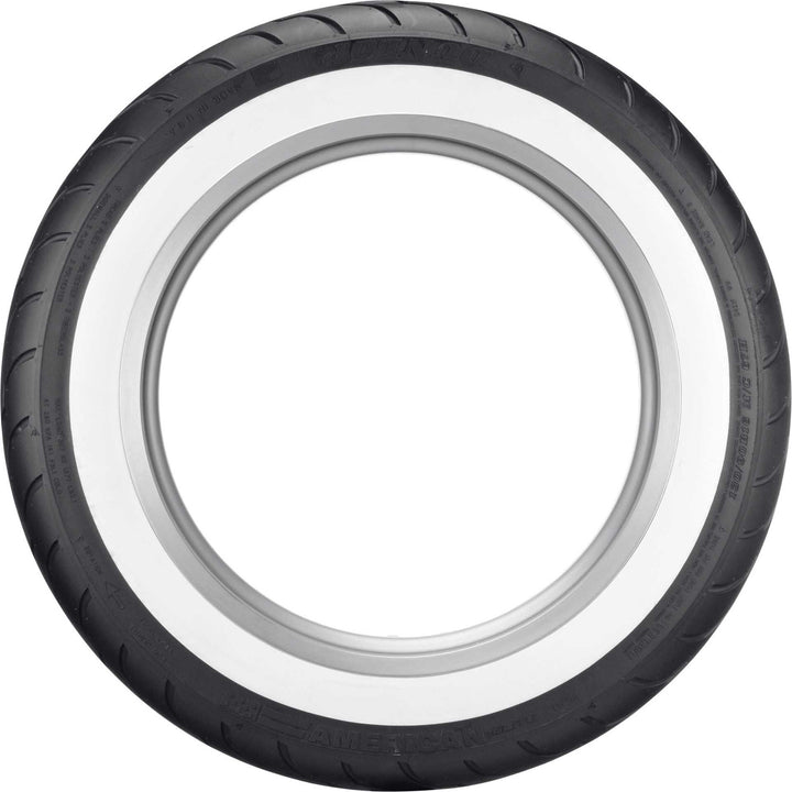 Dunlop American Elite Tire Front - Side View of Wide White Wall