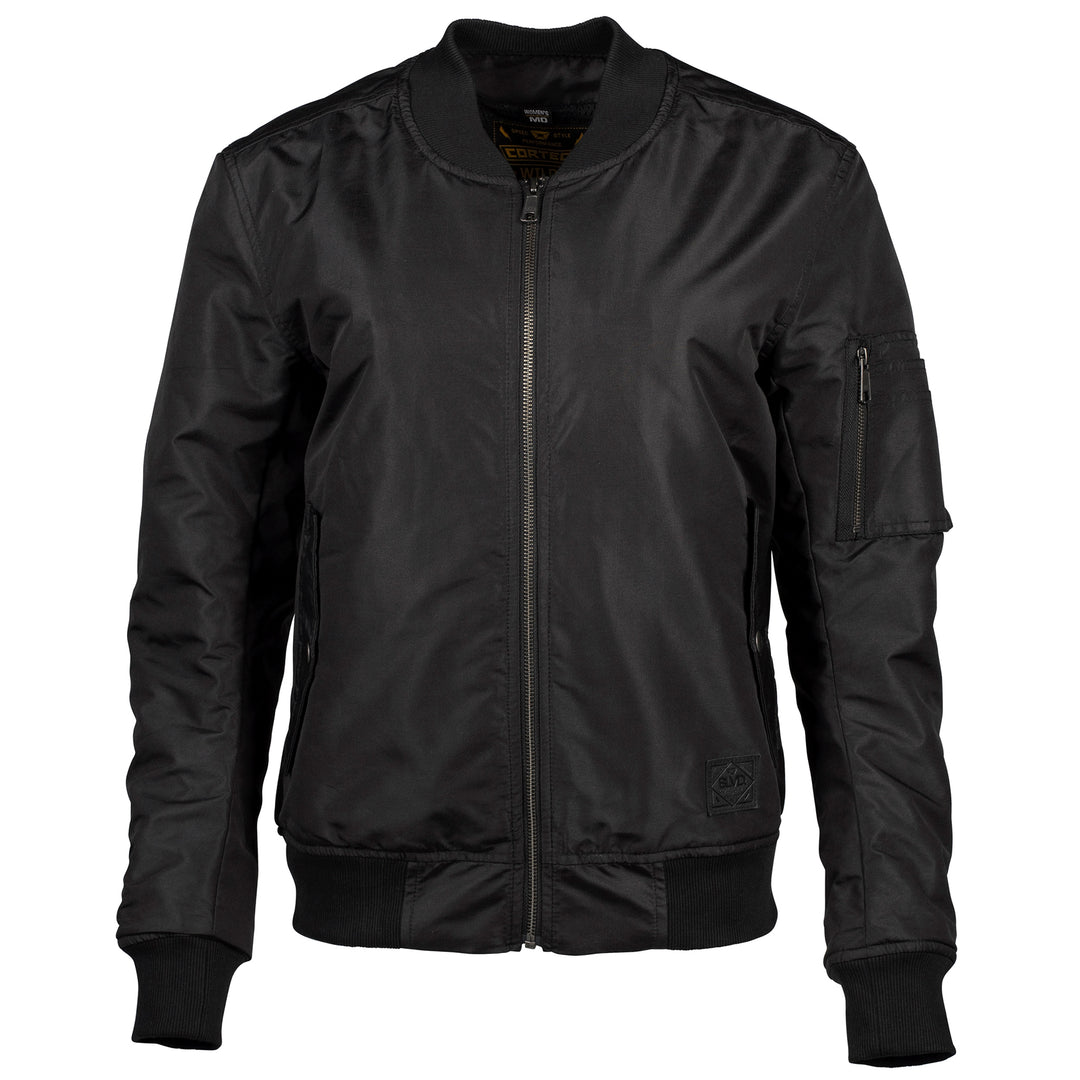Cortech Boulevard Collective Women's Wildcat Bomber Jacket Black - Front View