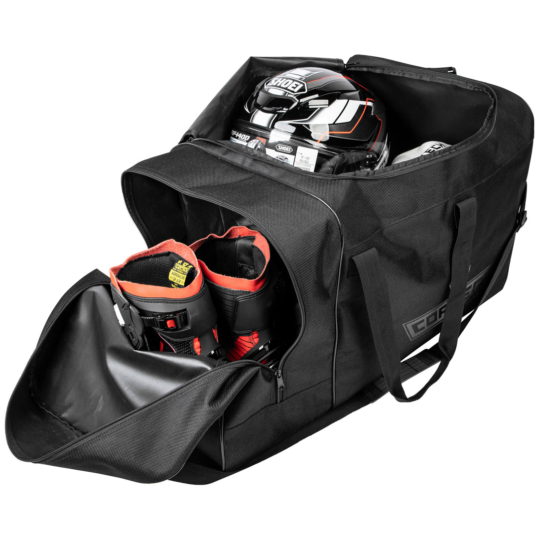 Cortech Day Tripper Gear Bag - Front Side View of Open Bag  with Gear in Both Sections
