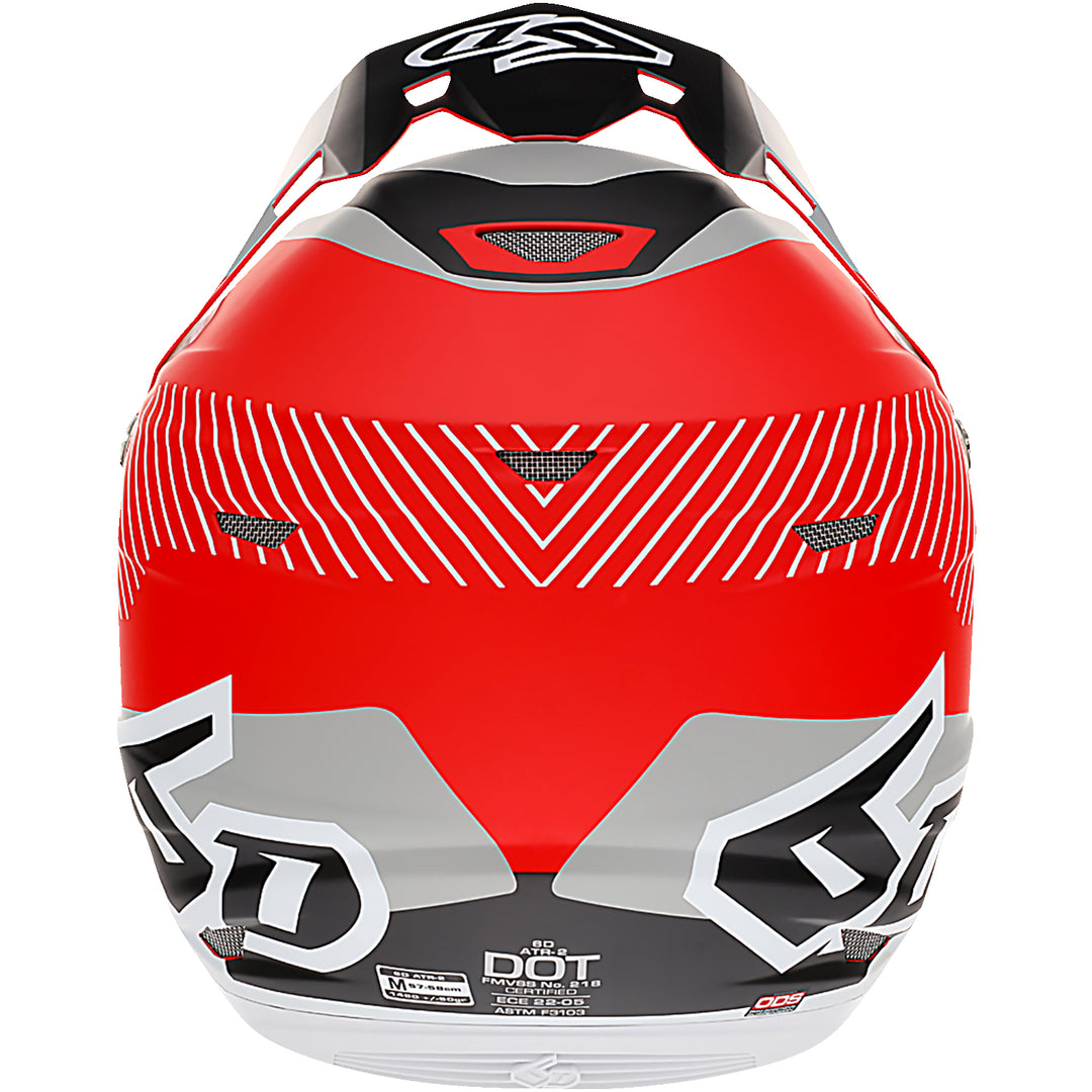 6D Helmets ATR-2 Fusion Helmet Red - Rear View
