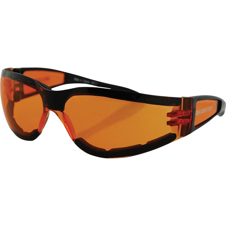 Bobster Shield II Sunglasses Black w/Amber Lens - Front Side View