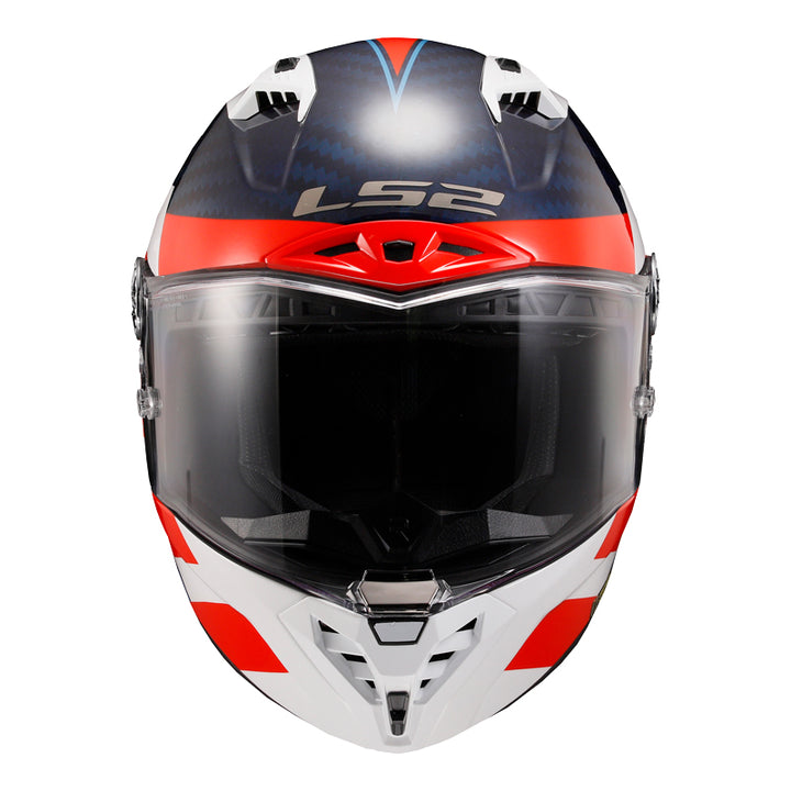 LS2 Helmets Thunder C Alliance Motorcycle Full Face Helmet White/Blue/Red - Front View