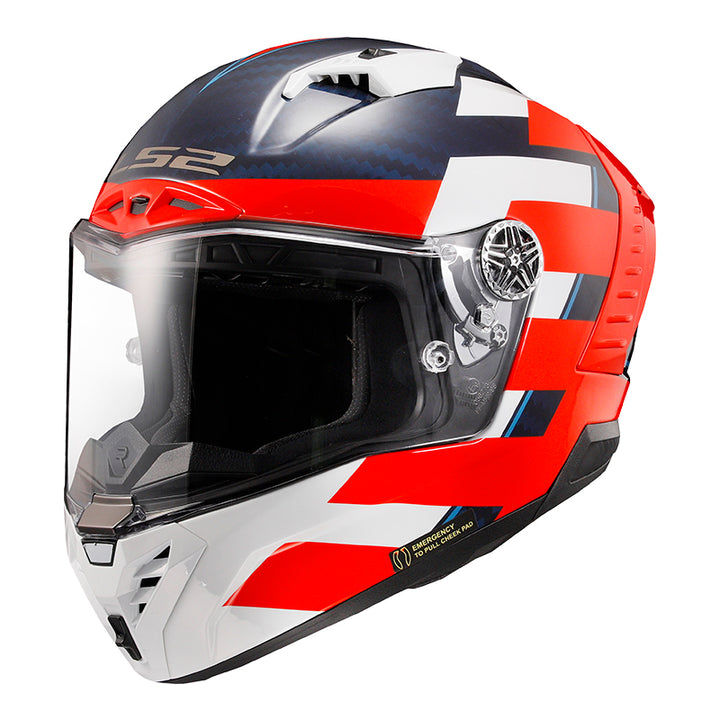 LS2 Helmets Thunder C Alliance Motorcycle Full Face Helmet White/Blue/Red - Front Left Side View