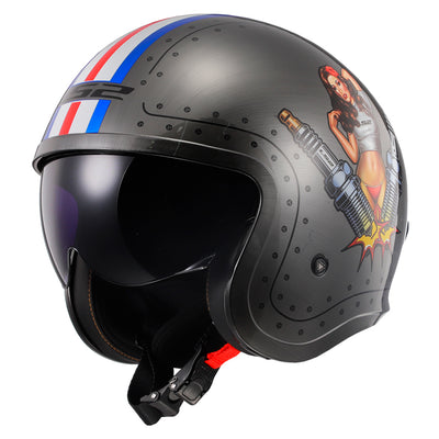 LS2 Helmets Spitfire Spark Motorcycle Open Face & 3/4 Helmet