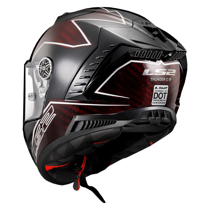 LS2 Helmets Thunder C Lightning Motorcycle Full Face Helmet Red/Black - Rear Left Side View