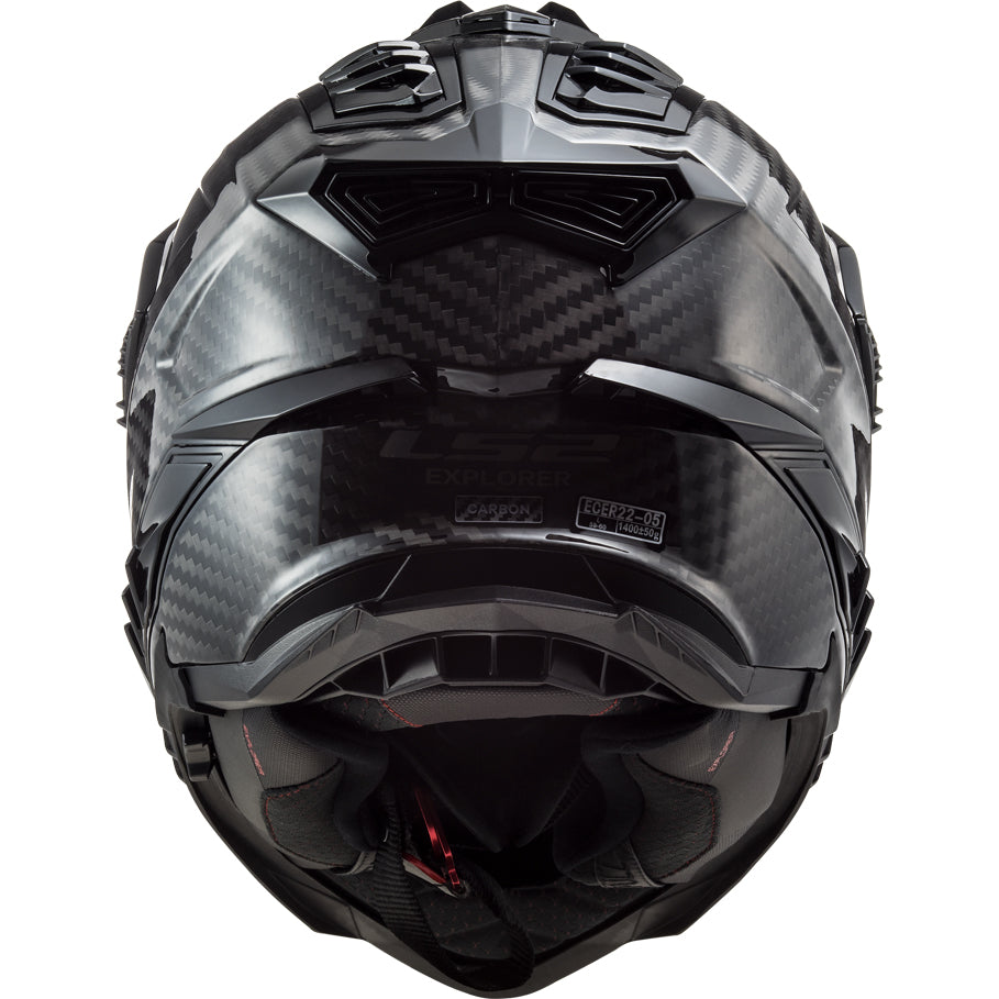 LS2 Helmets Explorer C Solid Motorcycle Dual Sport Helmet Matte Carbon - Rear View