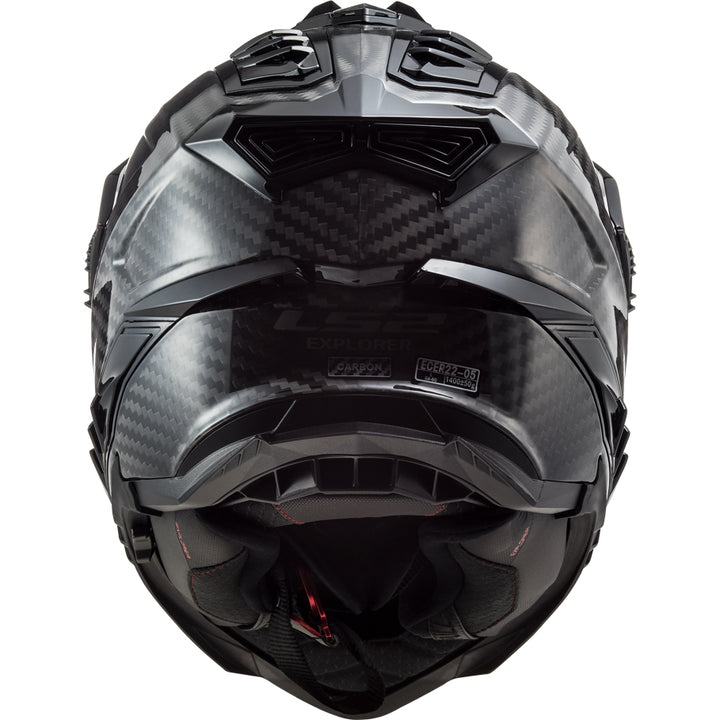 LS2 Helmets Explorer C Solid Motorcycle Dual Sport Helmet Matte Carbon - Rear View