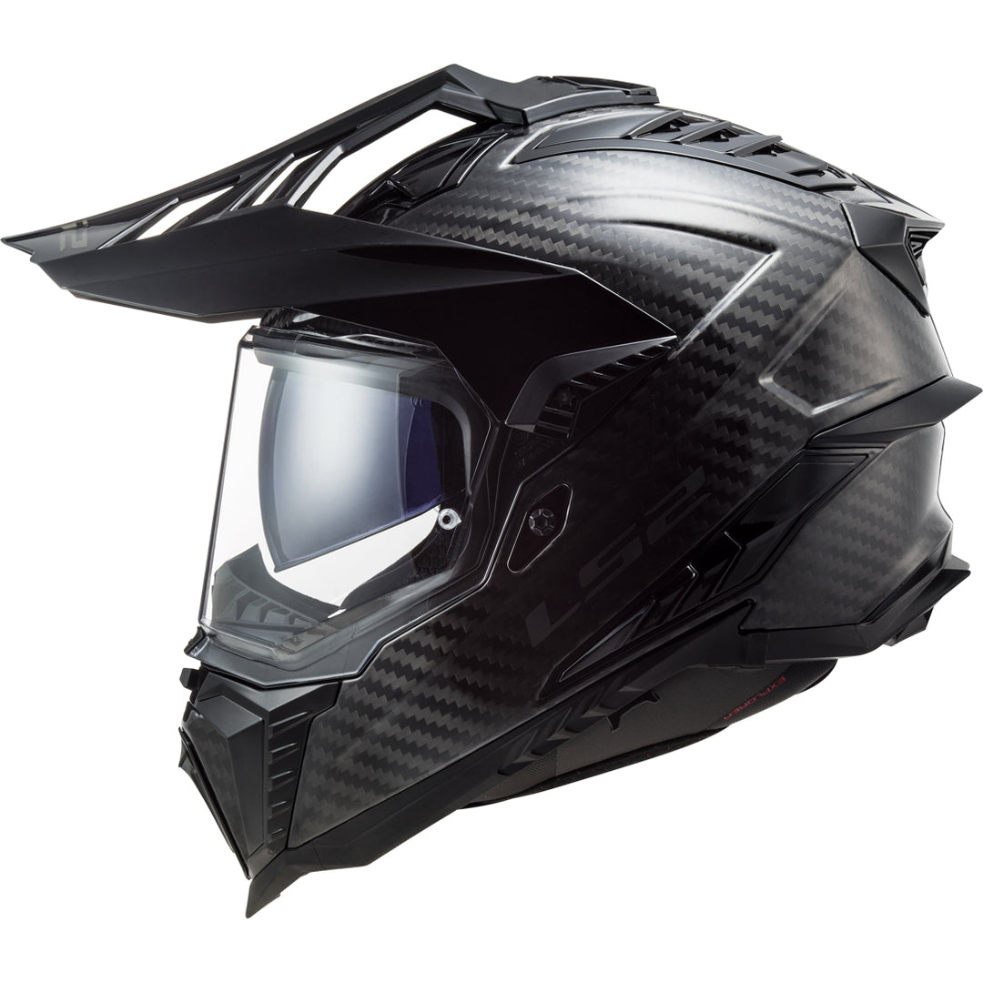 LS2 Helmets Explorer C Solid Motorcycle Dual Sport Helmet Matte Carbon - Left Side View