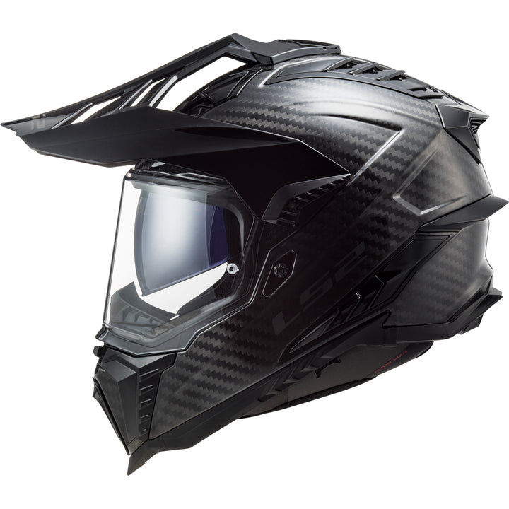 LS2 Helmets Explorer C Solid Motorcycle Dual Sport Helmet Matte Carbon - Left Side View