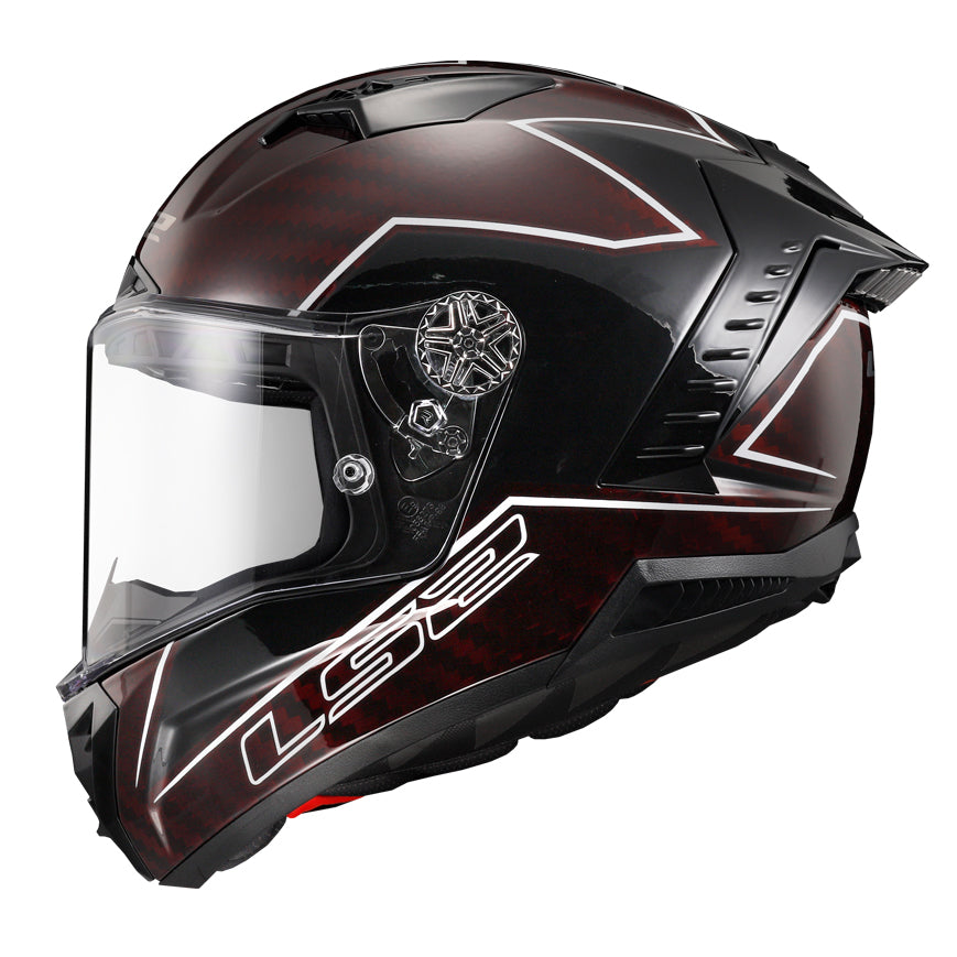LS2 Helmets Thunder C Lightning Motorcycle Full Face Helmet Red/Black - Left Side View