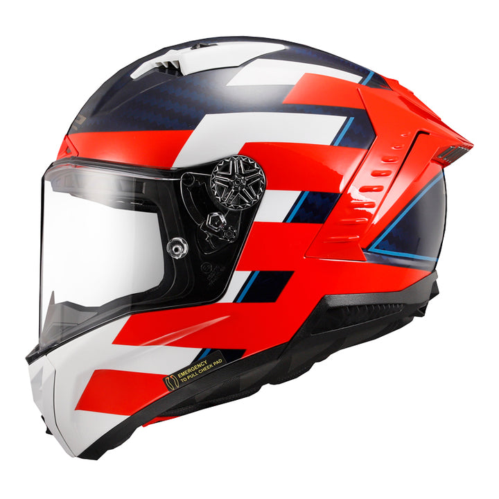 LS2 Helmets Thunder C Alliance Motorcycle Full Face Helmet White/Blue/Red - Left Side View