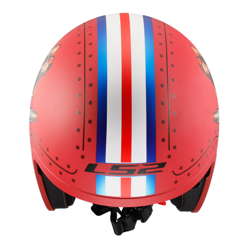 LS2 Helmets Spitfire Spark Motorcycle Open Face & 3/4 Helmet Primer Red - Top View