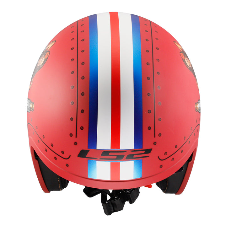 LS2 Helmets Spitfire Spark Motorcycle Open Face & 3/4 Helmet Primer Red - Top View