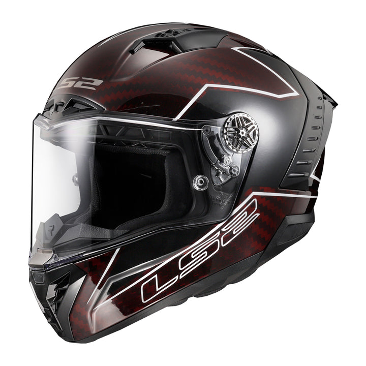 LS2 Helmets Thunder C Lightning Motorcycle Full Face Helmet Red/Black - Front Left Side View