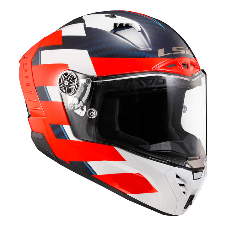 LS2 Helmets Thunder C Alliance Motorcycle Full Face Helmet White/Blue/Red - Front Right Side View