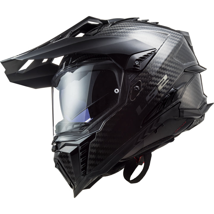 LS2 Helmets Explorer C Solid Motorcycle Dual Sport Helmet Matte Carbon - Angled Left Side View