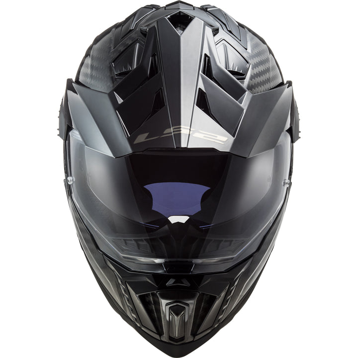 LS2 Helmets Explorer C Solid Motorcycle Dual Sport Helmet Matte Carbon - Front View