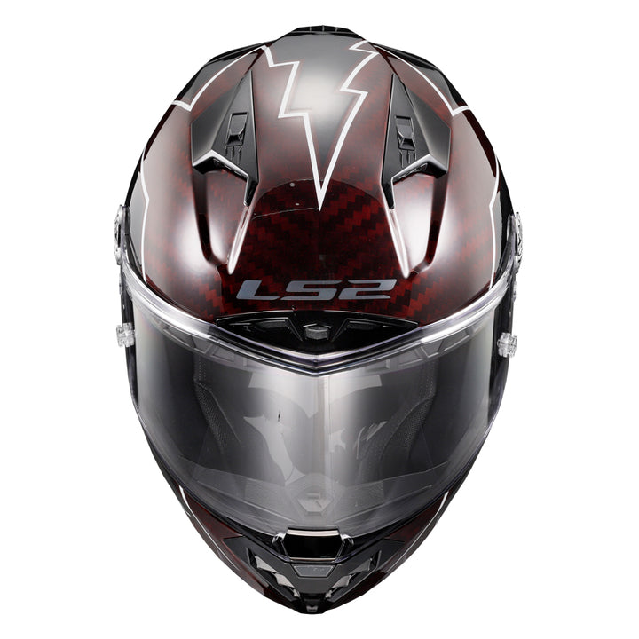LS2 Helmets Thunder C Lightning Motorcycle Full Face Helmet Red/Black - Top Front View