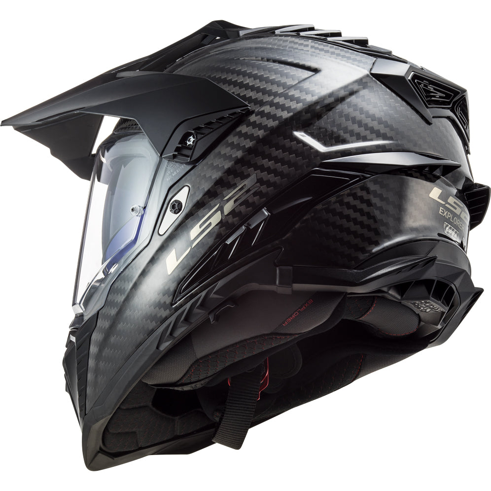 LS2 Helmets Explorer C Solid Motorcycle Dual Sport Helmet Matte Carbon - Rear Left Side View