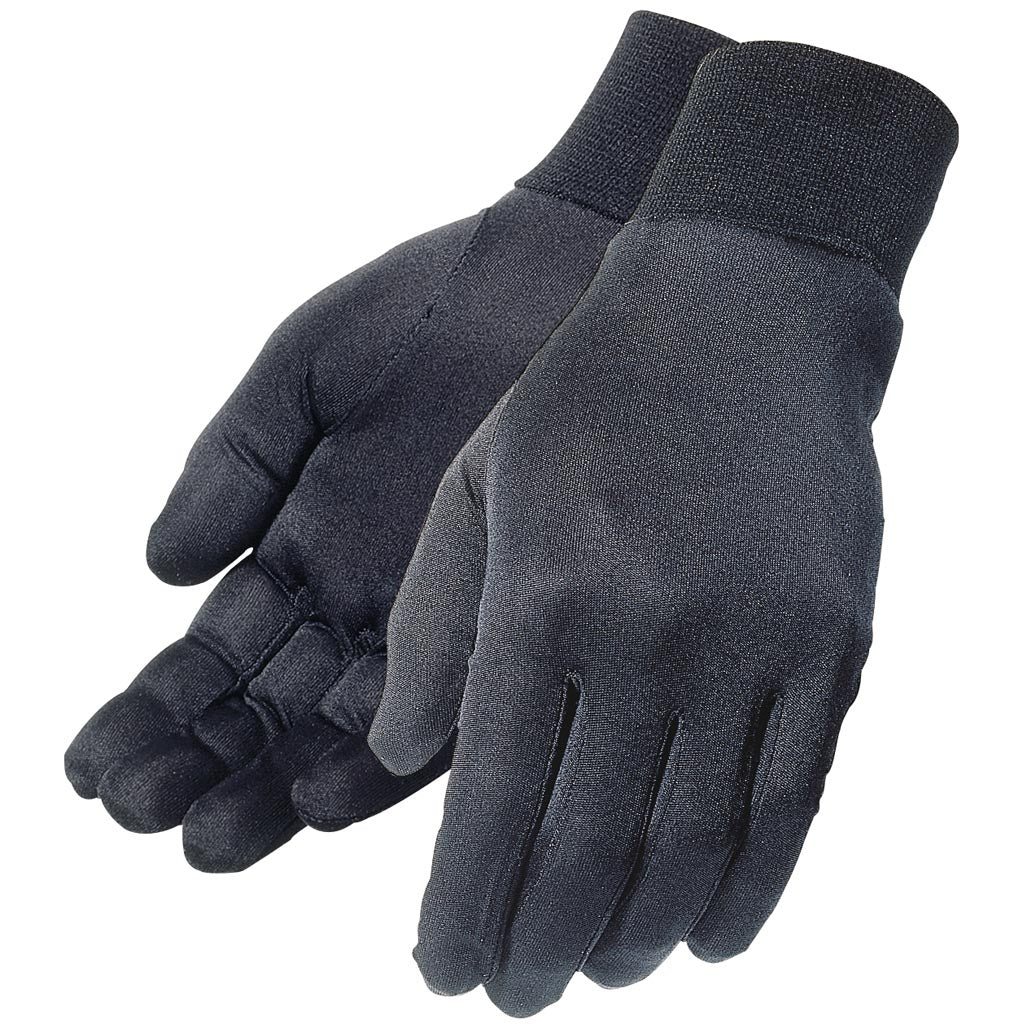Tourmaster Silk Glove Liner Black - Back of Hand and Palm Views of Pair