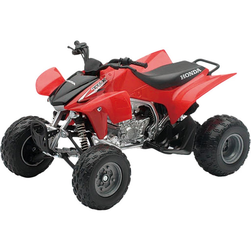 New-Ray Toys Die-Cast Replica Honda Trx450 Atv Red 1:12 - Front Side View of Replica