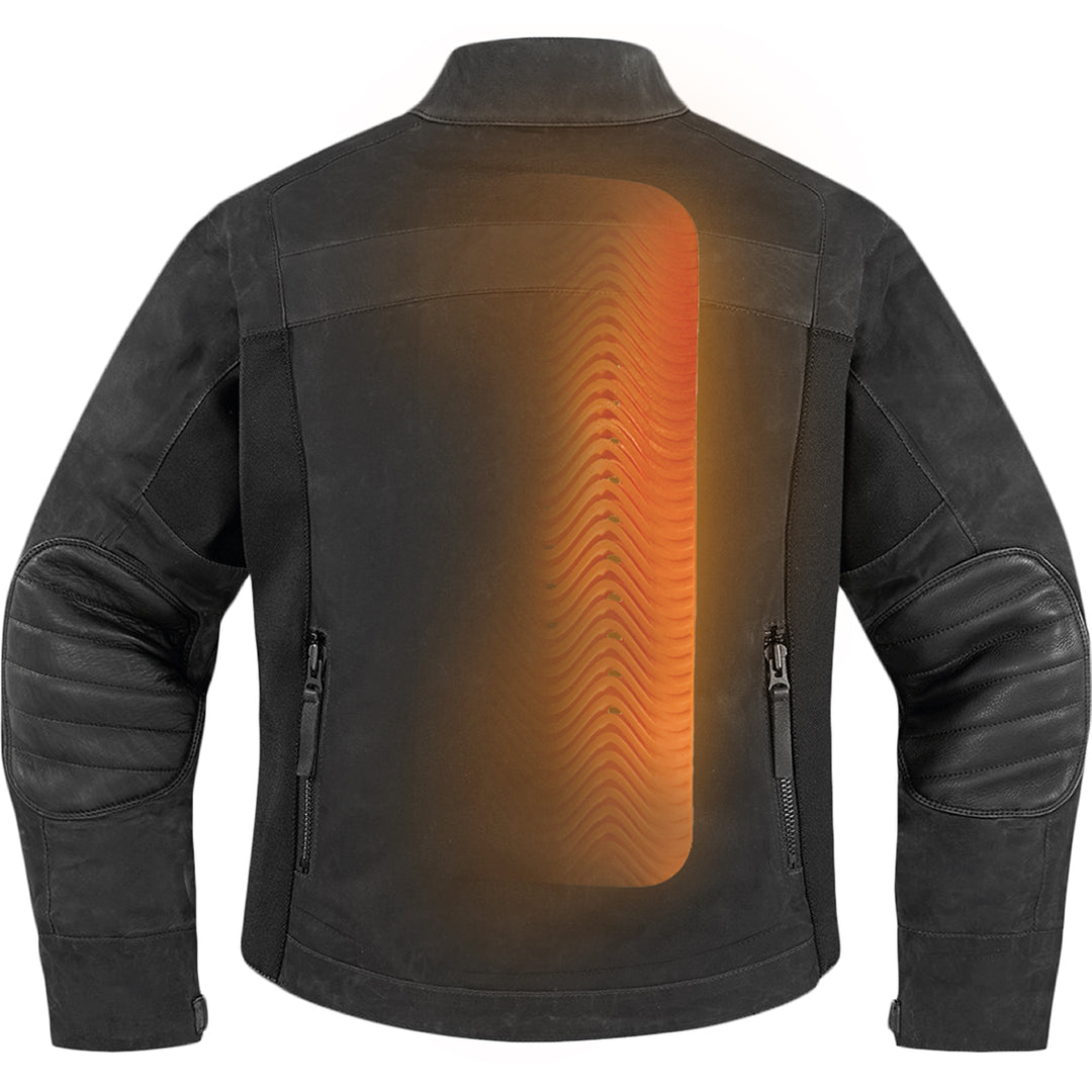 ICON D3O Viper Central Back Impact Protector - Rear View of Jacket with X-Ray Vision of Inserted Protector