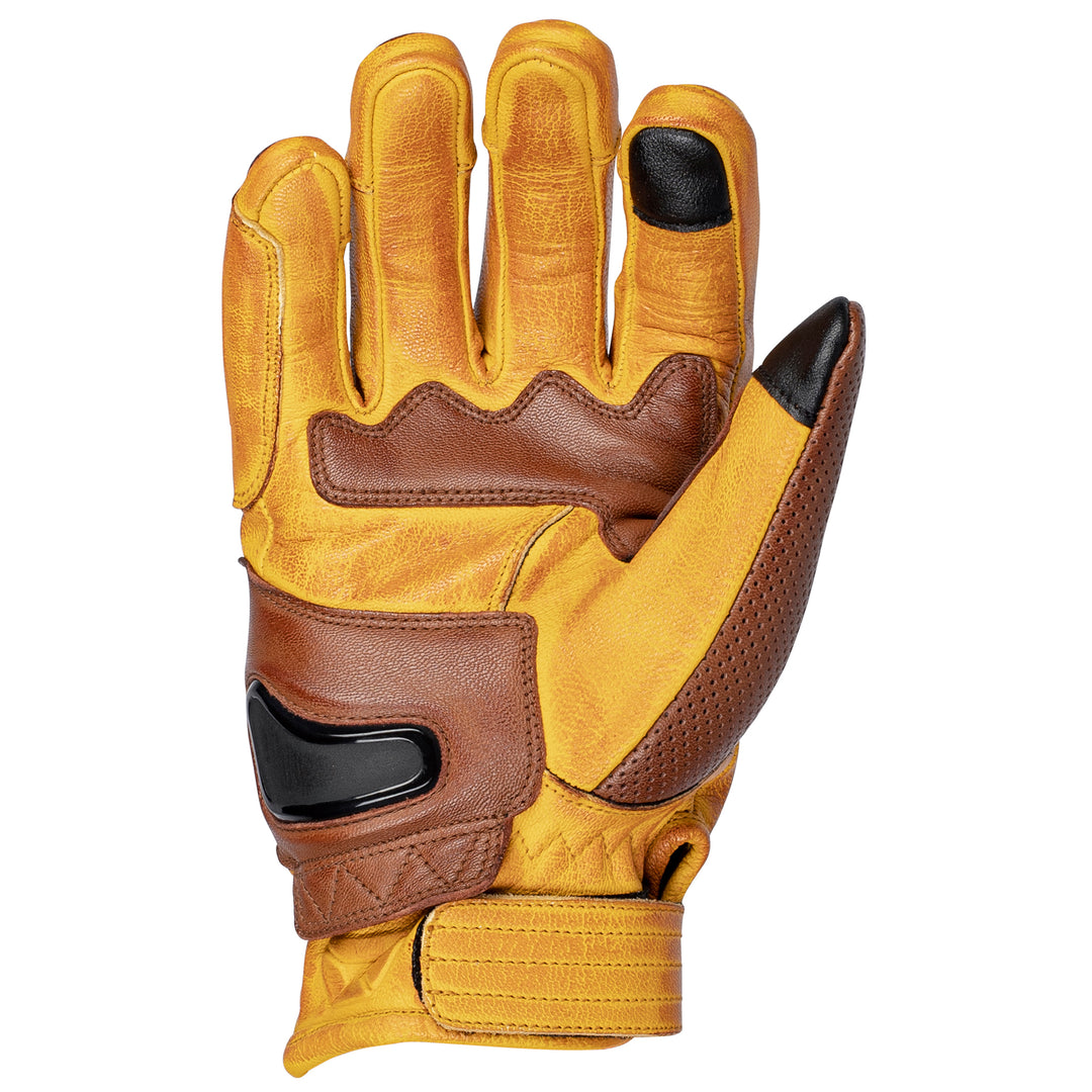 Cortech Boulevard Collective The Bully Short Cuff Leather Gloves Gold/Brown - Palm View