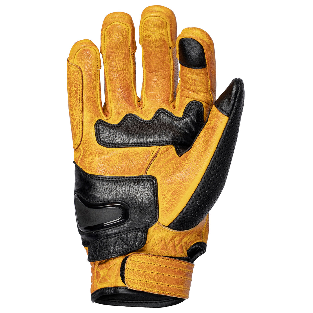 Cortech Boulevard Collective The Bully Short Cuff Leather Gloves Gold/Black - Palm View