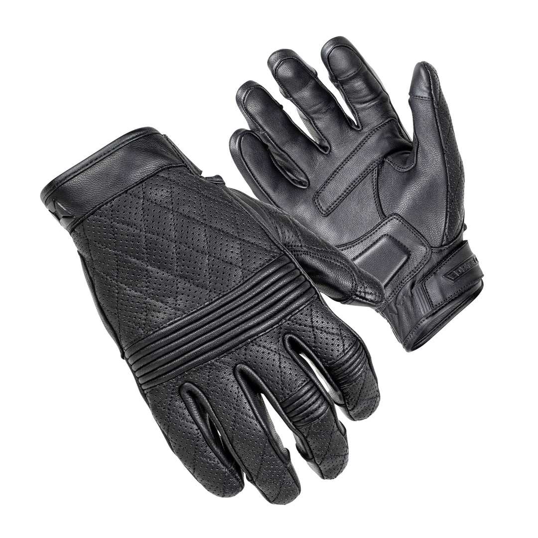 Cortech "The Scrapper" Short Cuff Men's Leather Gloves Black - Back of Hand and Palm Views of Pair