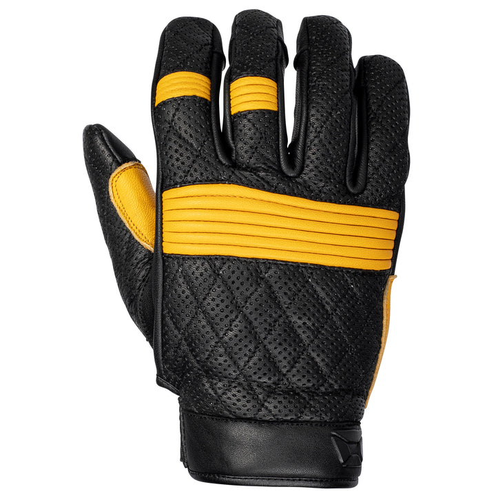 Cortech "The Scrapper" Short Cuff Men's Leather Gloves Black/Gold - Back of Hand View