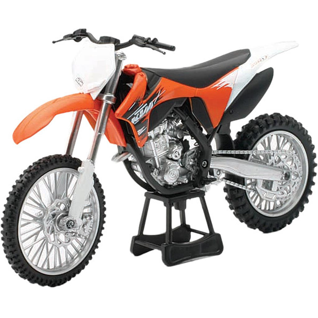 New-Ray Toys Die-Cast Replica Ktm 2011 350Sx Mx Bike 1:12 - Front Side View of Replica