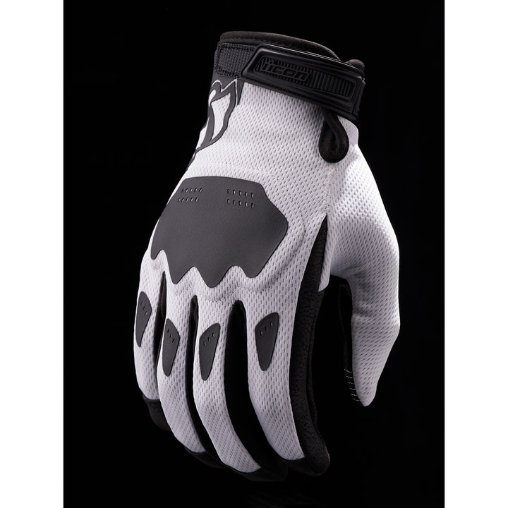 ICON Hooligan CE Gloves White - Back of Hand View