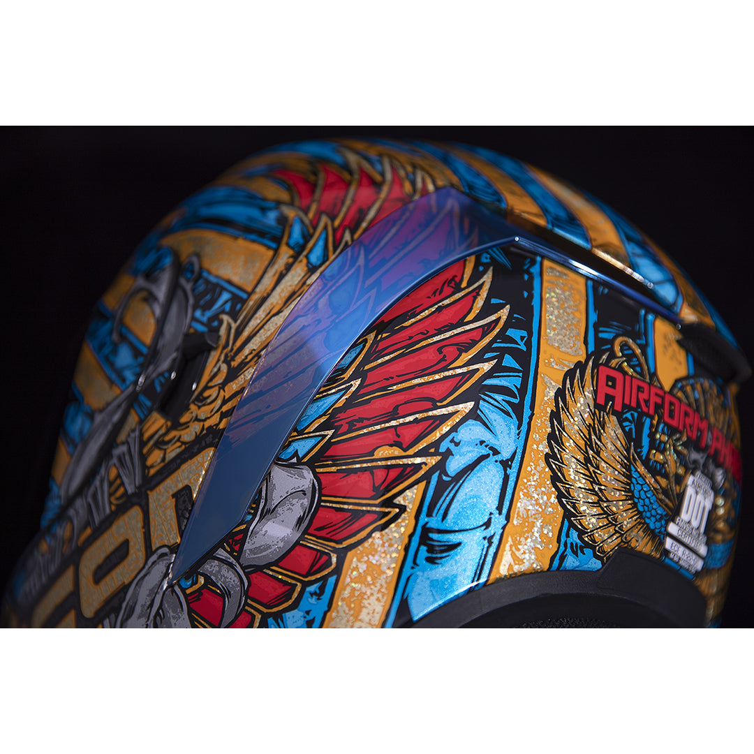 ICON Airform™ Pharaoh Helmet Gold - Close-Up of Rear Left Side Details