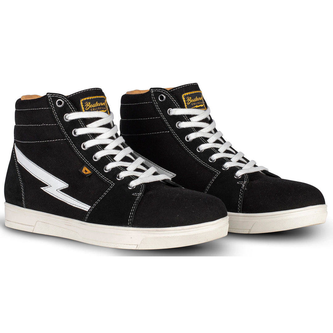 Cortech Boulevard Collective Men's The Slayer Canvas Riding Shoe Black - Front Side View of Pair