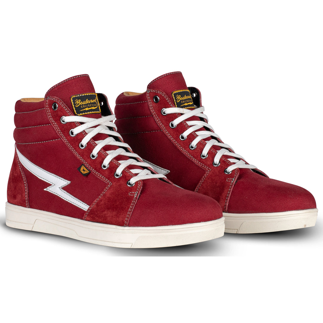 Cortech Boulevard Collective Men's The Slayer Canvas Riding Shoe Maroon - Front Side View of Pair