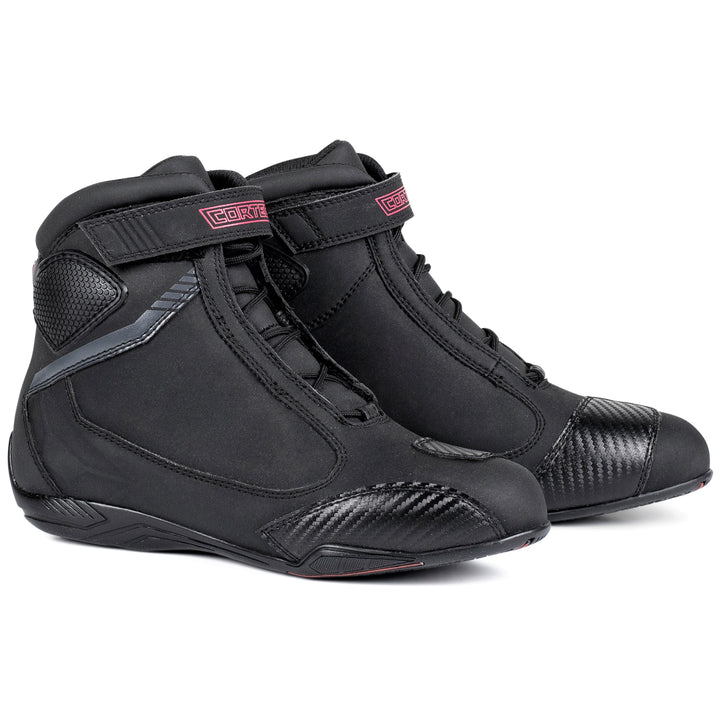 Cortech Speedway Women's Chicane WP Shoe Black - Front Side View of Pair