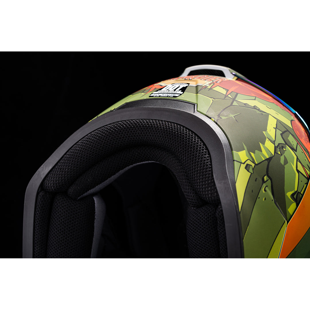 ICON Airform™ Grenadier Helmet Green - Close-Up of Bottom Rear Details