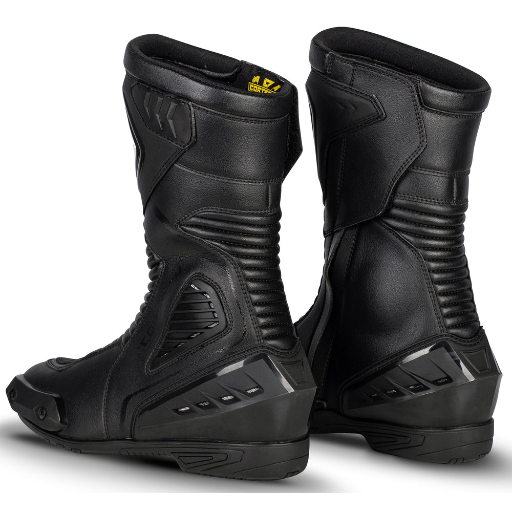 Cortech Speedway Men's Apex RR Waterproof Boot Black - Rear Side View of Pair