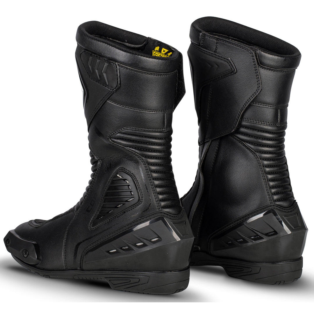 Cortech Speedway Women's Apex RR Waterproof Boot Black - Rear Side View of Pair