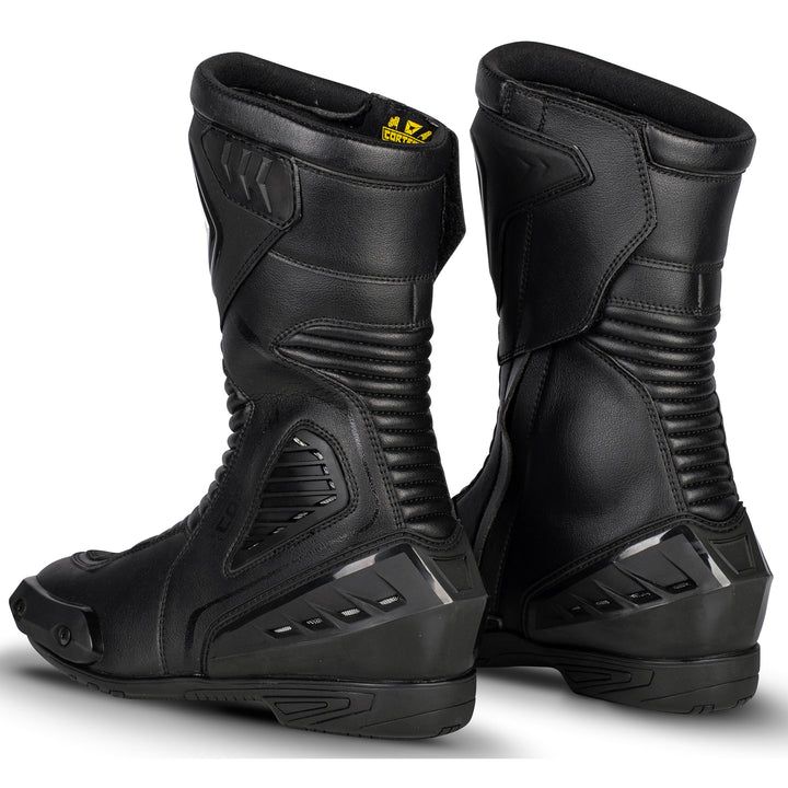Cortech Speedway Women's Apex RR Waterproof Boot Black - Rear Side View of Pair