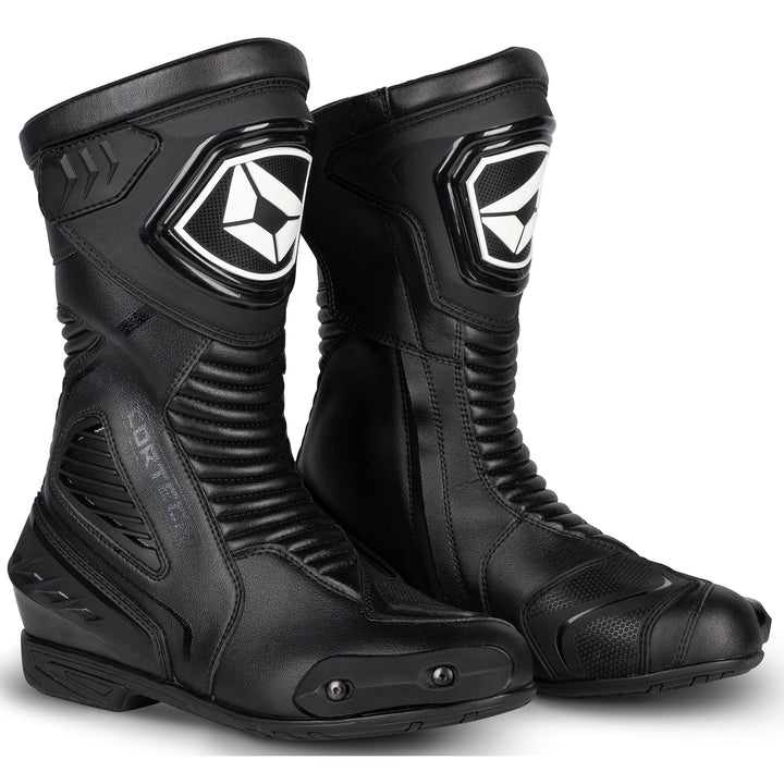 Cortech Speedway Women's Apex RR Air Boot Black - Front Side View of Pair