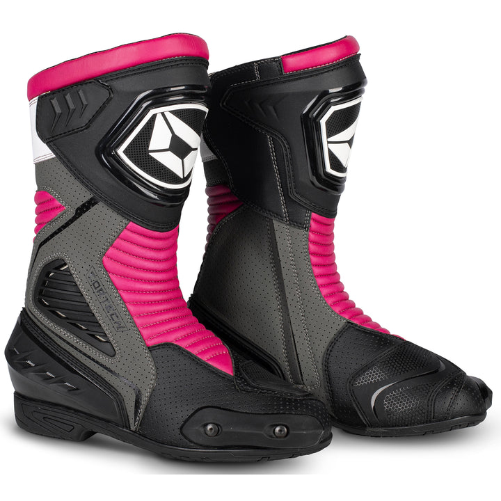 Cortech Speedway Women's Apex RR Air Boot Rubine - Front Side View of Pair